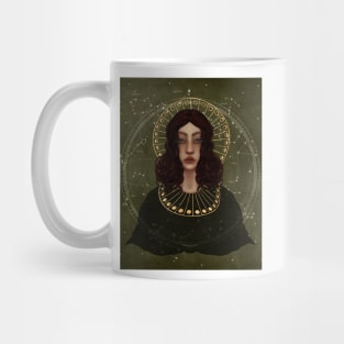 Forest Fairy with green eyes Gold Stars Astrology Fortune Teller Mug